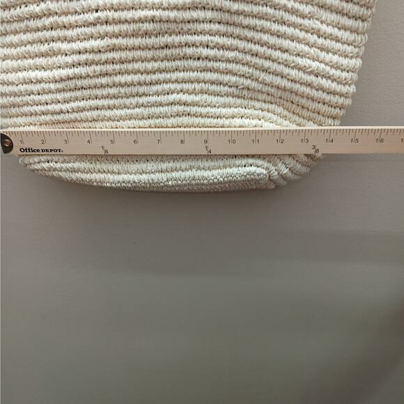 Talbots Leather Trim Straw Shoulder Tote Bag Boho Beach Vacation Coastal Cruise - Picture 5 of 15